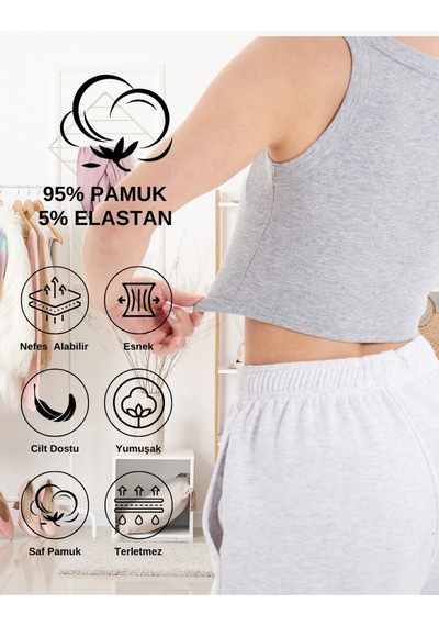 Alya Underwear Kaşkorse Kalın Biye Crop Gri Melanj