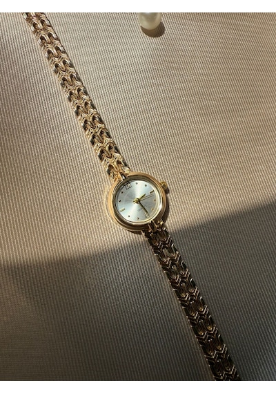 Retro Minimal Hasır Kordon Vintage Kadın Kol Saati Yuvarlak Altın