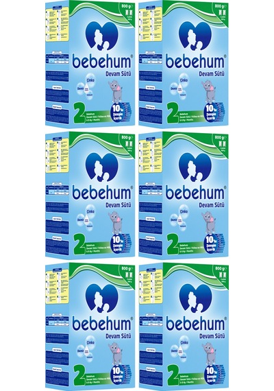 Bebehum 2 Numara Devam Sütü 6-9 Ay 800 gr x 6 Adet