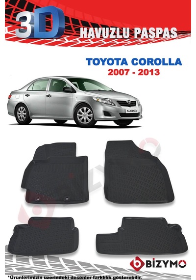 Toyota Uyumlu Corolla Sedan 2007-2013 3D Paspas Takımı Bizymo