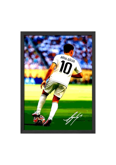 Arda Güler Siyah Ahşap Çerçeveli Poster, Dekoratif Futbol Real Madrid Duvar Tablosu