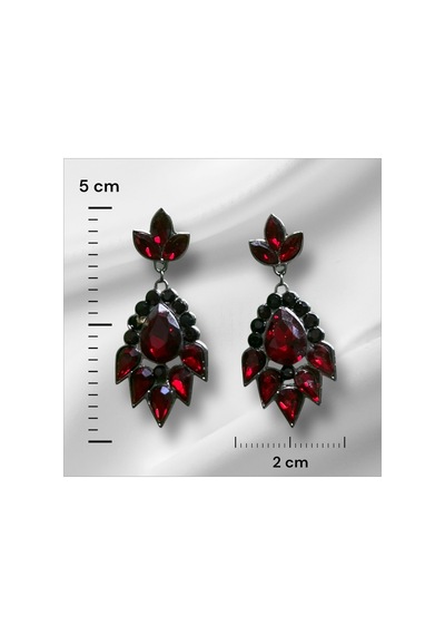 Zephira Kristal Taşlı Küpe- Gelin Kına Günlük Kullanım Bordo - 726451987 Bordo