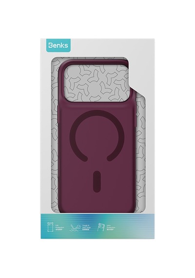 Apple Uyumlu iPhone 17 Pro Max Uyumlu Kılıf M-safe Şarj Özellikli Benks C-magnet Lucid Armorpro Kapak Bordo