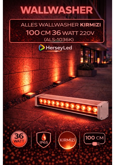 Alles Wallwasher Kırmızı 100 Cm 36 Watt 220v Kırmızı