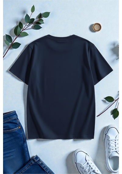 Uyguntarz Unisex Paris Baskılı Tasarım Tshirt Lacivert