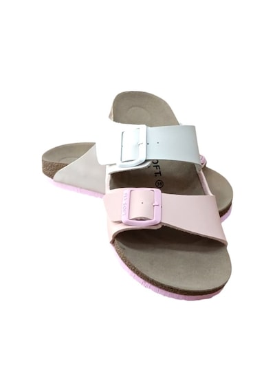 Fly Soft S902.060 Kadın İki Tokalı Comfort Terlik Bej / Pudra Siyah