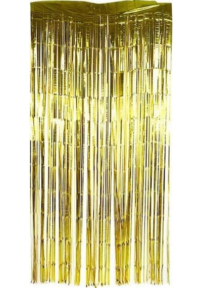Metalik Gold-altın Sarısı 2m Kap Perdesi Parlak Duvar Püskülü