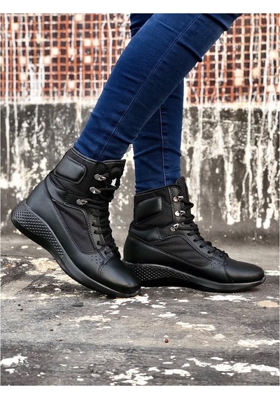 Ba0600 Bağcıklı Siyah Boksör Unisex Spor Postal Bot