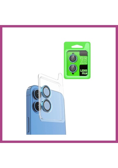 Gees Global İphone 16 Uyumlu Raze Metal Kamera Lens - Lacivert Gbzs