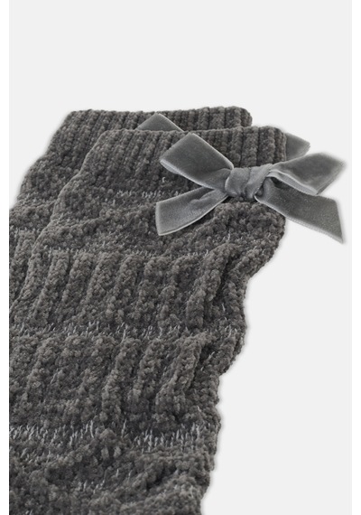 Suwen Fluffy Velvet Ribbon Soket Çorap Wss12010288050 Gri