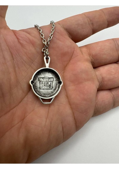 Pubg Tava Figürlü Unisex Kolye 60 Cm Zamak Kaplama Zincirli Oyuncu Takısı Çok renkli