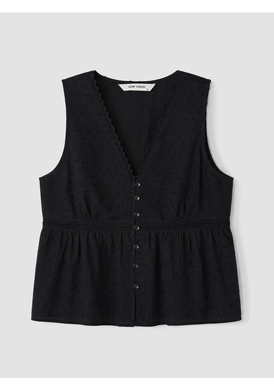 Lcw Vision Siyah V Yaka Dantel Detaylı Peplum Bluz