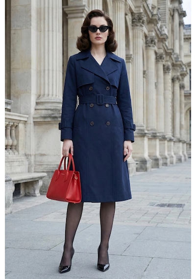 Pastelastore Pamuk Gabardin Uzun 110cm Astarlı Kemerli Kadın Trençkot 1111 Koyu Lacivert Pastelastore Pamuk Gabardin Uzun 110cm Astarlı Kemerli Kadın Trençkot 1111 Koyu Lacivert