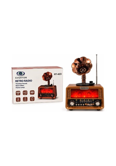 Everton Rt-423 Bluetooth Fm-usb-tf-aux Şarjlı Nostaljik Radyo Gramafon Alev Ambiyans Işığı