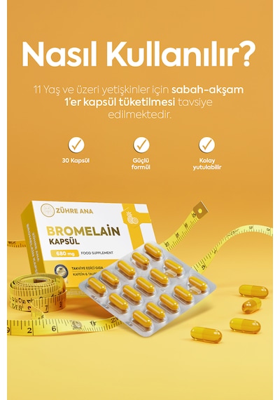 Bromelain İçeren Kapsül 30 Kapsül