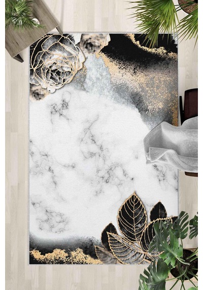 Kaymaz Taban Yıkanabilir Halı Mutfak, Salon, Yatak Odası İçin Modern Dijital Baskı Halı Slnhalı56 - 202 Çok Renkli