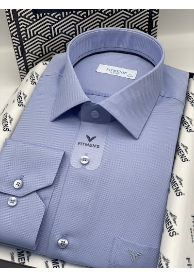 Klasik Uzun Kol Oxford Hediye Kutulu Kolay Ütülenebilir Erkek Gömlek Fs-001254 - Mavi-1391 MAVİ