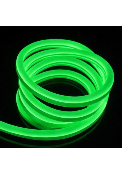 Neon Şerit Led 220 Volt Esnek Silikonlu Aydınlatma + Fiş Dahil 2mt-yeşil Yeşil