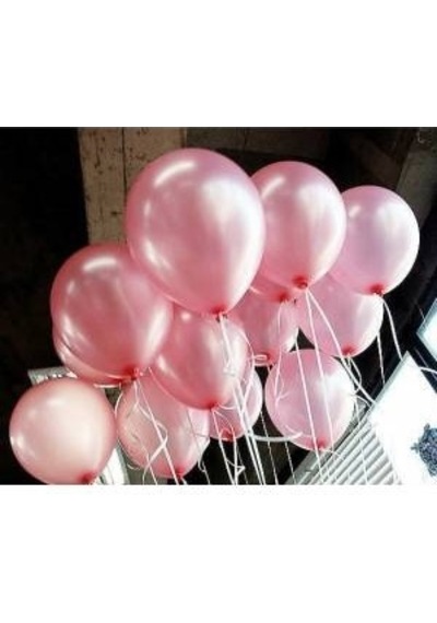 50 Adet Metalik Sedefli Parlak Pembe Balon Doğum Günü Uçan