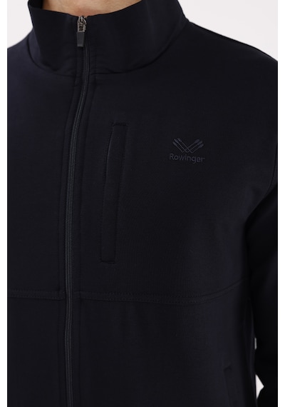 Rowinger Üç Cepli Yaka Detaylı Fermuarlı Rahat Kesim Ribana Manşetli Mevsimlik Sweatshirt Blue