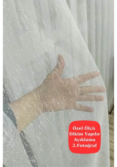 Kırçıllı Damla Desenli Kırışmaz Keten Tül Perde Sık Pile Kırık Beyaz