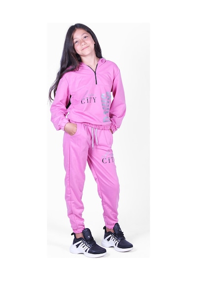Fyk Kids Kız Çocuk Love City Baskılı Fermuarlı Eşofman Takımı Pembe