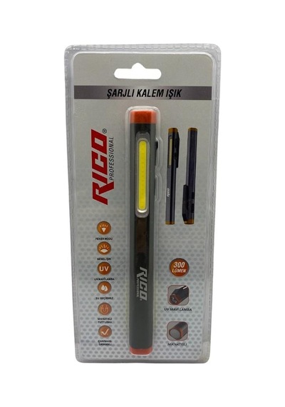 Rico Şarjlı Led Kalem El Feneri Su Geçirmez 3 Saat Kesintisiz Kullanım Rc0033