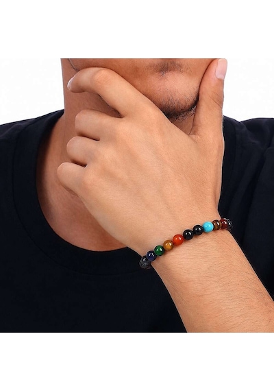 Küre Kesim Çoklu Doğaltaş Yıldız-Gezegen Kombinli Erkek Şans Bile Çok Renkli