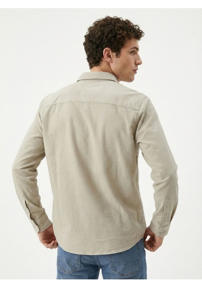 Regular Fit Erkek Gömlek U.kol Light Beige