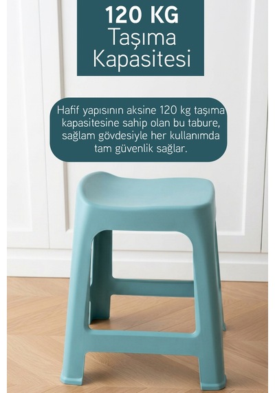 İronika 6'lı Plastik Kavisli İstiflenebilen Ortopedik Rahat Tabure - Turkuaz