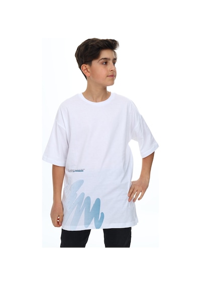 Toontoy Kids Toontoy Erkek Çocuk Boya Baskılı Tişört Mavi