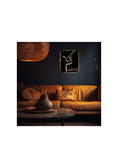 Led Işıklı Kişiselleştirilebilir Kadın Temalı Tablo Perla Dekoratif Gece Lambası Sarı - 737263763 Sarı