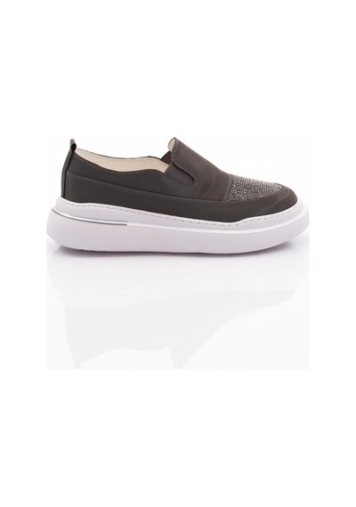 Dgn 053 Kadın Önü Taşli Sneaker Ayakkabi Platin Metalik