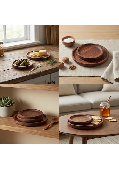 2'li Doğal Akasya Ahşap Yuvarlak Servis Tabağı Ve Çerezlik Seti 12 Cm Ve 15 Cm Kahvaltılık, Sosluk Ve Sunum Kasesi İkili Takım Diğer 2'li Doğal Akasya Ahşap Yuvarlak Servis Tabağı Ve Çerezlik Seti 12 Cm Ve 15 Cm Kahvaltılık, Sosluk Ve Sunum Kasesi İkili Takım Diğer