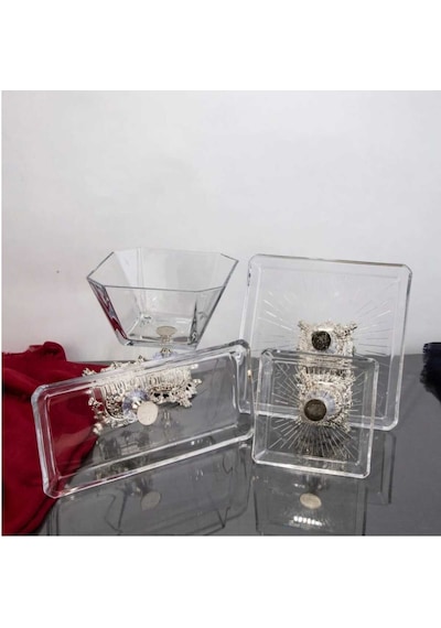 Çnr Home Collection 4 Parça Metal Ayakli Kurabiyelik Sunum Seti 24272711 Gümüş