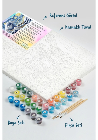 Sayılarla Boyama Seti 40 X 50 Cm Tuval Şasesine Gerili Geceler Dalga