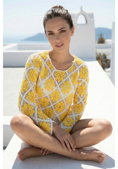 Sayzen Your Shine Çiçek Desenli Dantel Işleme Crop Sayzen Çiçek Desenli Dantel Işleme Crop Sarı