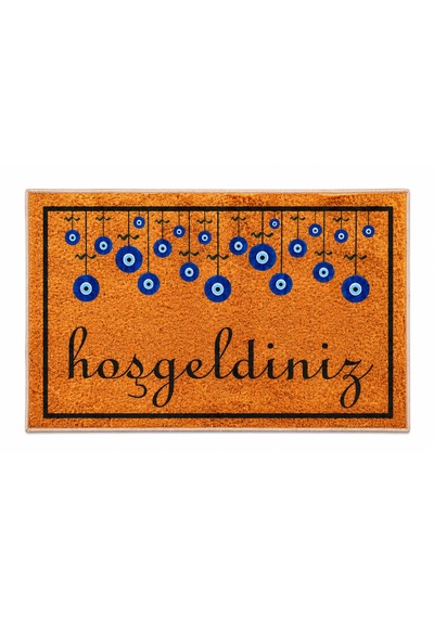 Dekoratif Kapı Paspası Hoş Geldiniz Baskılı 40x60 Cm Giriş Paspası Sarı