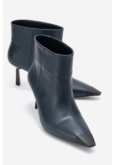 Luvishoes Luvi Shoes Rassel Lacivert Cilt Mat Burunlu Kadın İnce Topuklu Bot Lacivert