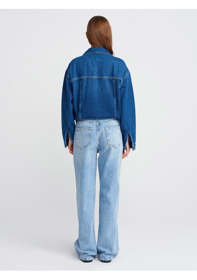 Dilvin 71792 Kar Yıkama Wideleg Denim Pantolon-mavi Mavi