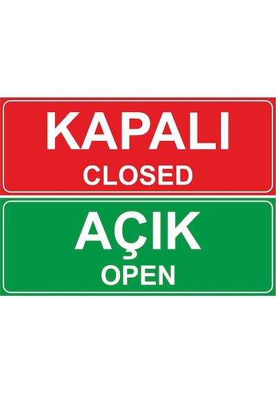 Vantuzlu Açık Kapalı Çift Yön Kapı Tabelası 10X15