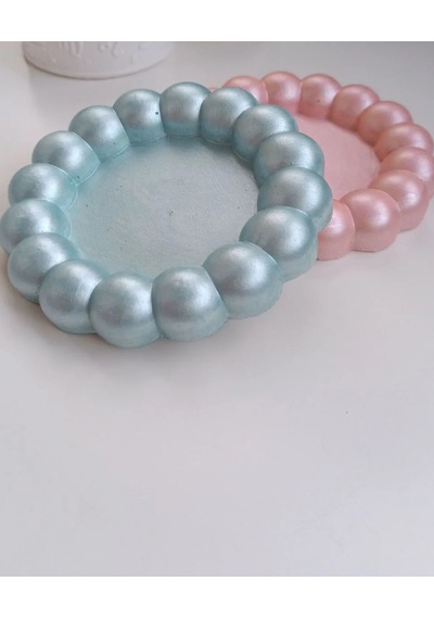 Sedefli Bubble Dekoratif Tabak Seti Takı Tabağı Mavi/pembe