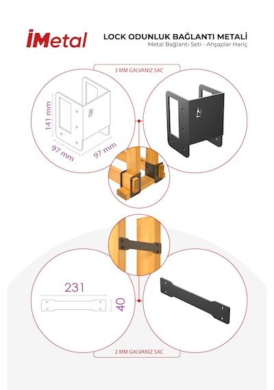 Lock Odunluk Bağlantı Metali Metal Bağlantı Seti - Ahşaplar Hariç