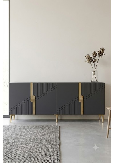 Ka1528ag Evva Konsol Ve Tv Sehpası Antrasit-gold 150cm