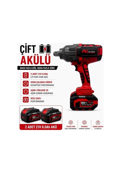 Frıko 3/4 Akülü Somun Sıkma Ve Sökme Makinesi Çift Akülü 21v 6 Ah 2000 Nm