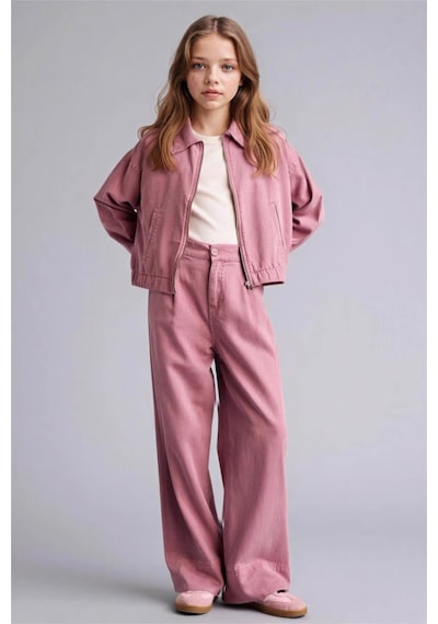 Defacto Wıde Leg Geniş Paça Tensel Pantolon Kız Çocuk G6368a826smpn429 Pembe-pn429