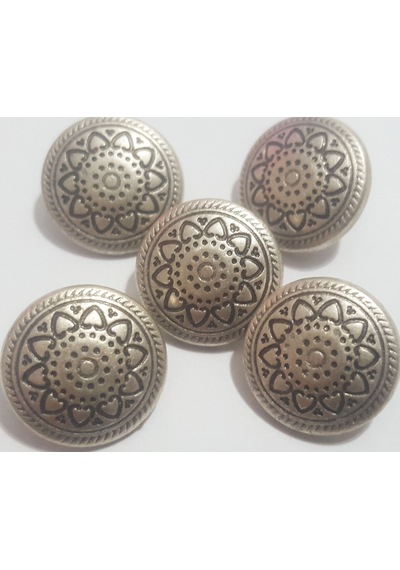 5 Adet 1.6 Cm Gümüş Rengi Desenli Metal Düğme