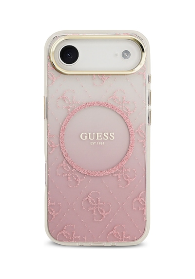 Apple Uyumlu iPhone 17 Air Kılıf Guess Lisanslı M-safe Şarj Özellikli 4g Desenli Simli Silikon Kapak Pembe Pembe