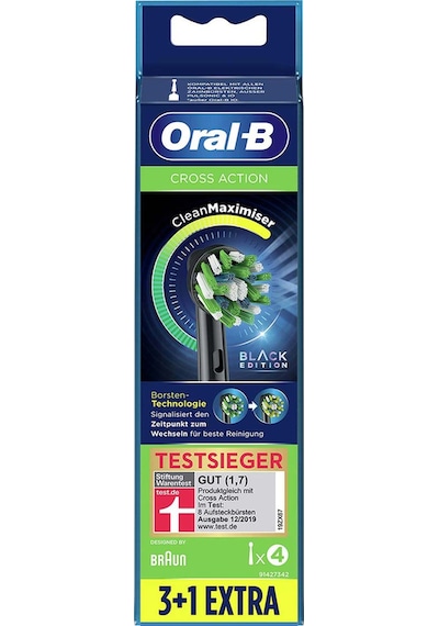 Oral-B Cross Action Clean Maximizer 3+1 Yedek Fırça Başlığı Siyah