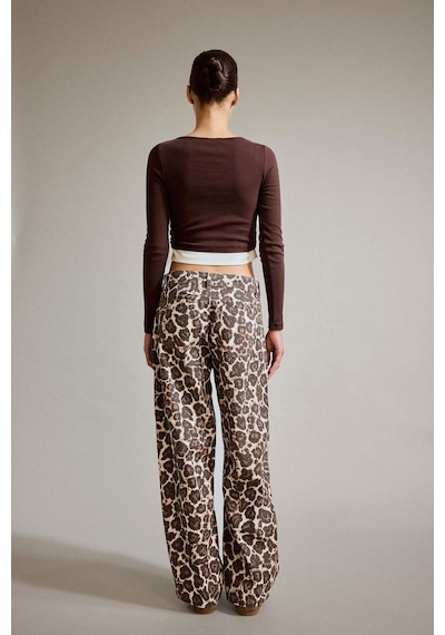 Defacto Baggy Fit Leopar Desenli Jean Pantolon G3199ax25aubn336 Kahve
